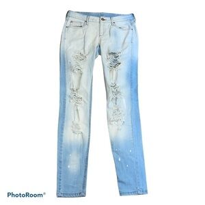 Mango Light Wash Distressed Jeans Women’s Size 4 Straight Leg Ripped Denim